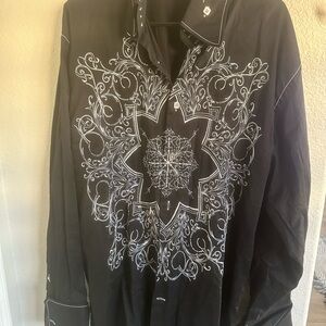 Black Embroidered Dress Shirt